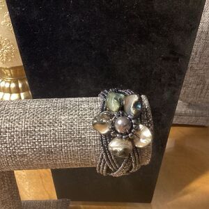 Adjustable Silvertone Seed Beed Bracelet